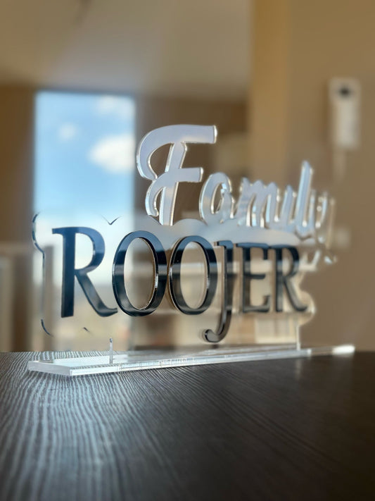 Familienaambord Acryl – Eigen Tekst & Vorm